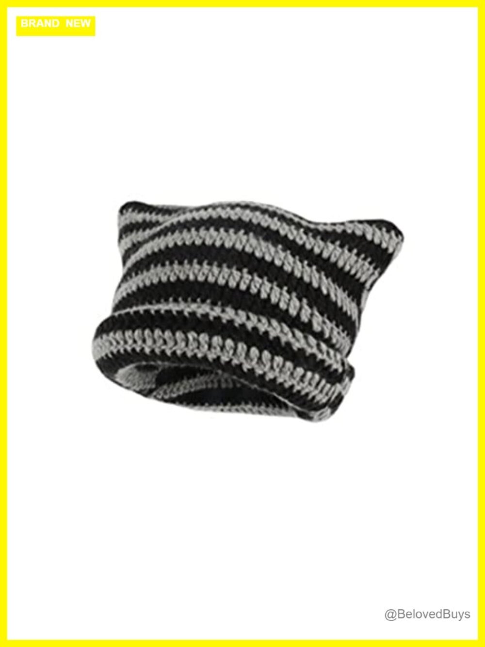 Handmade Crochet Cat Ear Beanie Slouchy Y2K Grunge Hat